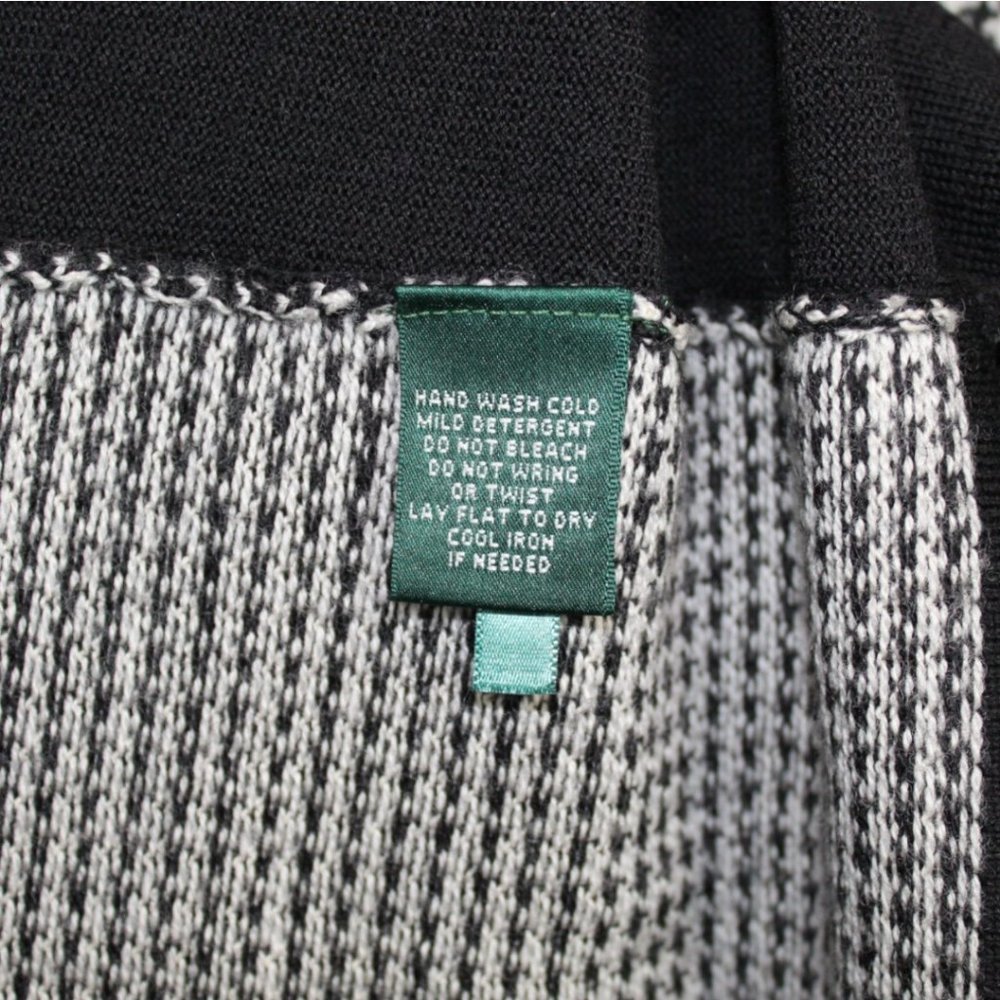Lauren Ralph Lauren Sm Black White Sweater Dress Turtleneck Houndstooth Pullover - Picture 12 of 12